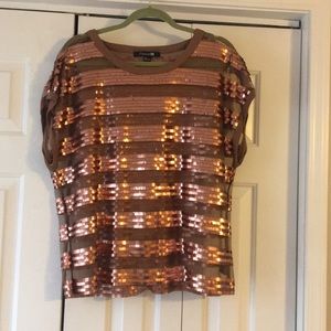 Sequined Sheer Gold Top